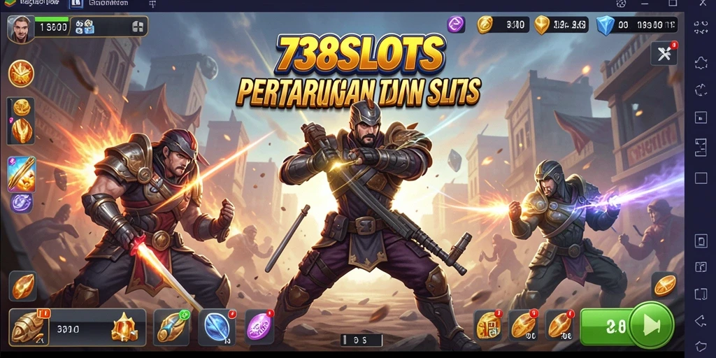 Tampilan menarik dari pertarungan di 738SLOTS dengan mesin slot.