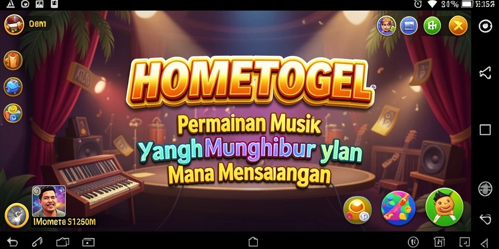 Screenshot gameplay HOMETOGEL dengan musik yang menggugah semangat.