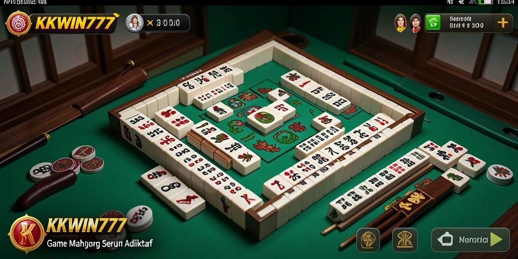 Screenshot gameplay KKWIN777 yang menunjukkan pengalaman Mahjong seru.