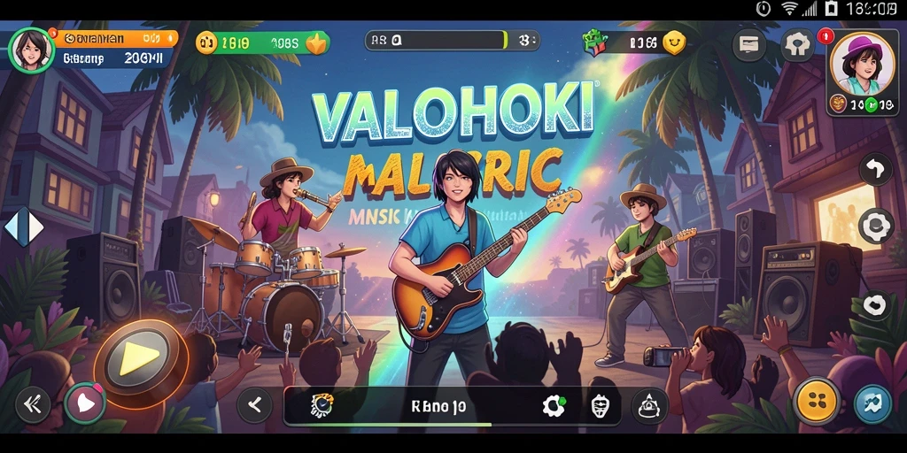 Gameplay menarik di VALOHOKI menampilkan banyak pilihan musik.